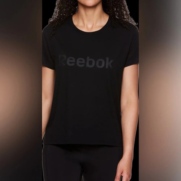 Reebok Renew black short-sleeve logo embossed T-shirt Sz M - Picture 1 of 12